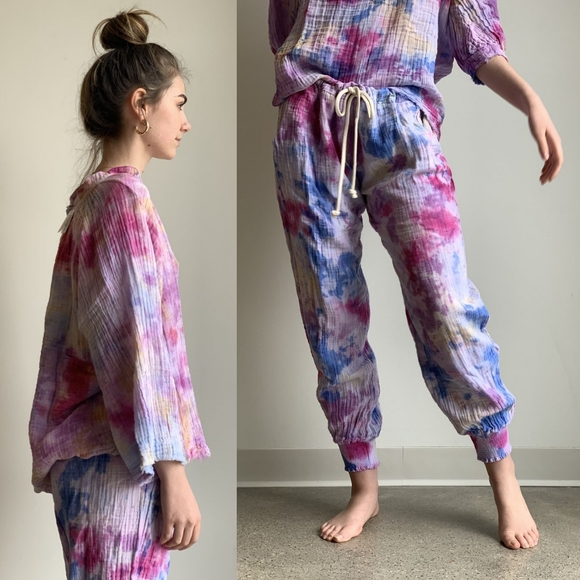 New 9Seed Fire Island Pants Wildflower Tie Dye M/L - Picture 4 of 16